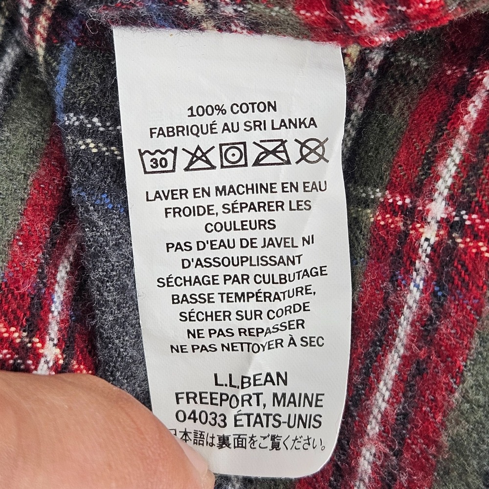 LL Bean Flannel Shirt Men Large Gray Red Plaid Traditional Fit Cotton A82 - Picture 5 of 7